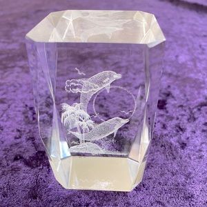 Vintage Dolphins Suspended in Clear Lead Crystal